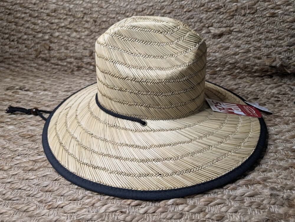 NEW! Infinity Men's Natural Straw Wide-brim Sun Hat Adjustable Drawstring Beach